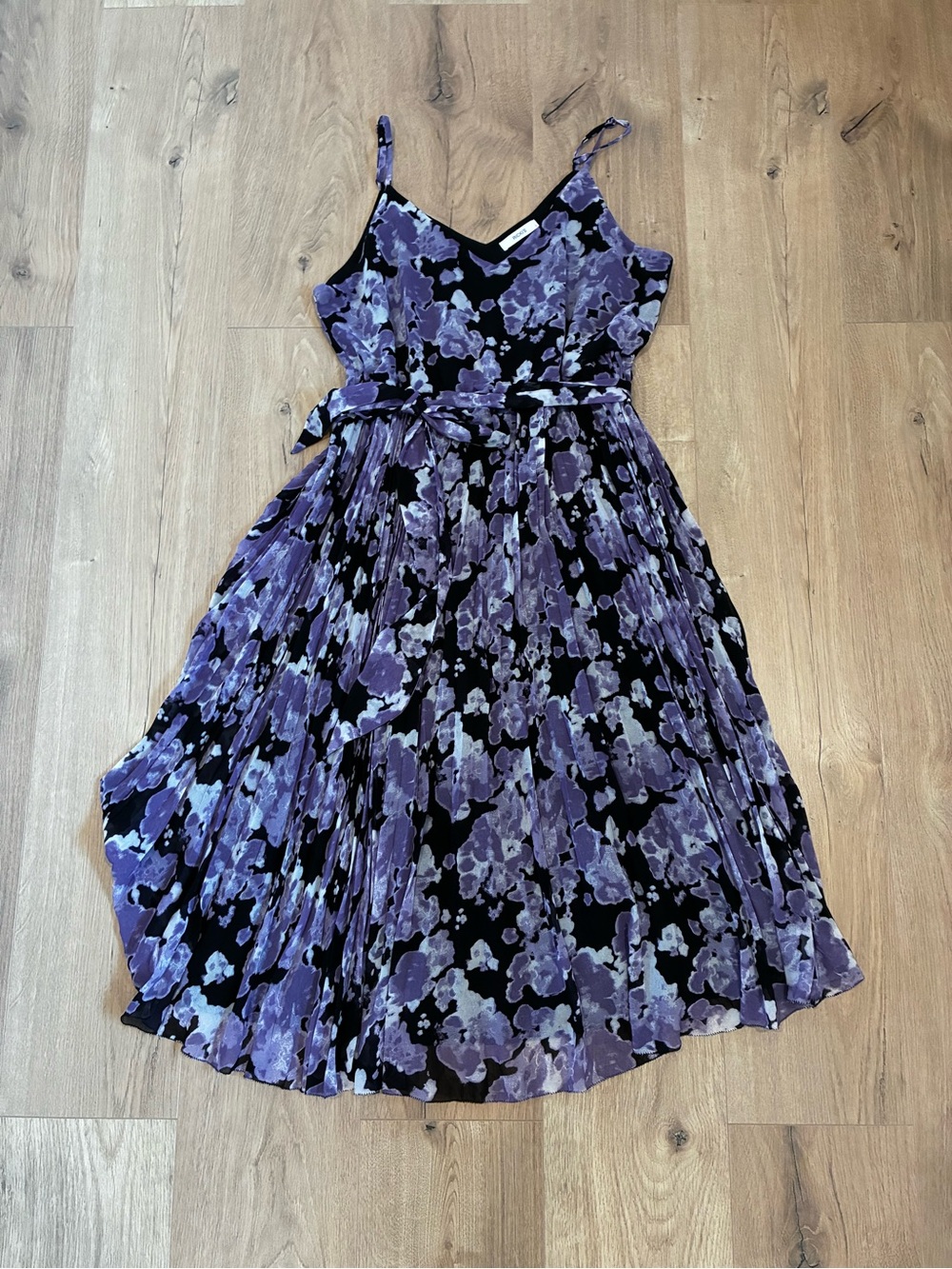 Ricki's Purple Floral Pleated Midi Dress with Tie